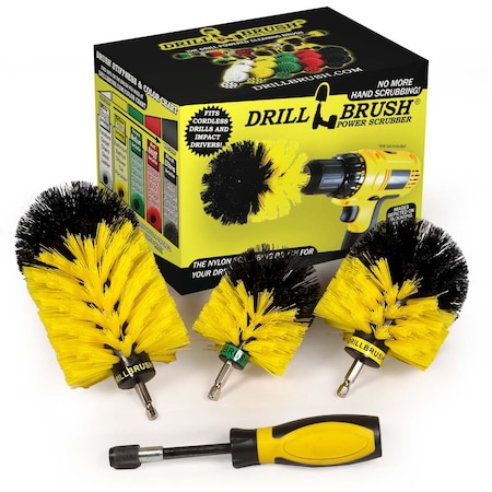 Drill Brush Power Scrubber By Useful Products 5 in W 7 in L Brush, Yellow Y-S-JOM-HD-QC-DB